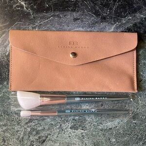 New in plastic Elaina Badro luxury makeup brushes with snap pouch (set of 2)